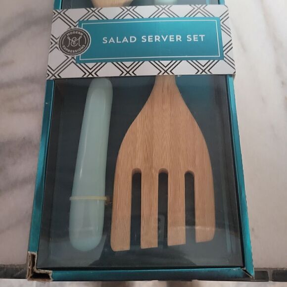 Modern Expressions Wooden Salad Server set Fork and Spoon Set - Picture 3 of 4